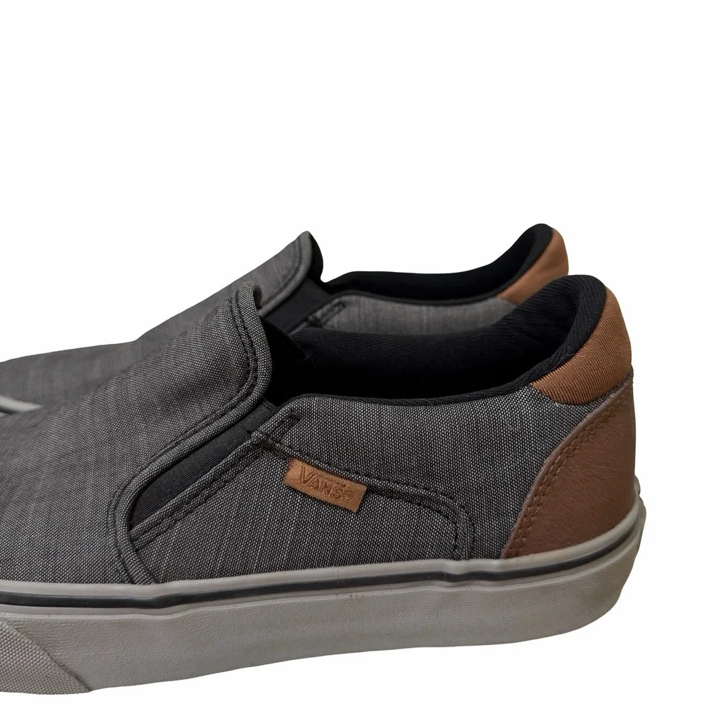 VANS Asher Deluxe Slip On Sneaker Mens US 7.5 EU 40 Gray Skateboard Skater Shoes